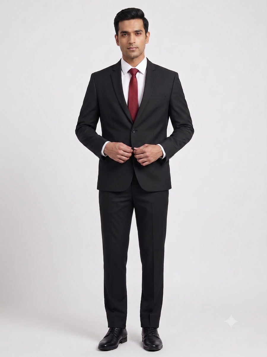 Mafatlal Trendz Corporate Blazer – Black - Left Sleeve