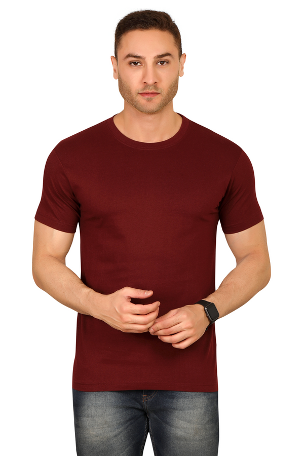 100% Cotton Men’s Half Sleeve T-Shirt - Maroon