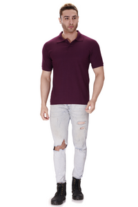 100% Cotton Men’s Half Sleeve Polo Neck T-Shirt - Wine