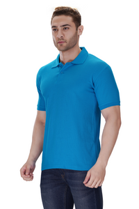 100% Cotton Men’s Half Sleeve Polo Neck T-Shirt - T. Blue