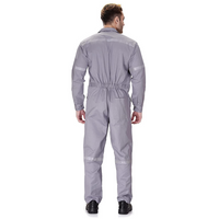 100% Cotton Hi-Visibility Industrial Coverall Boiler Suit with Grey Reflective Tape overcoat - Grey