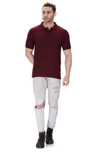 100% Cotton Men’s Half Sleeve Polo Neck T-Shirt - Maroon