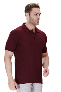 100% Cotton Men’s Half Sleeve Polo Neck T-Shirt - Maroon