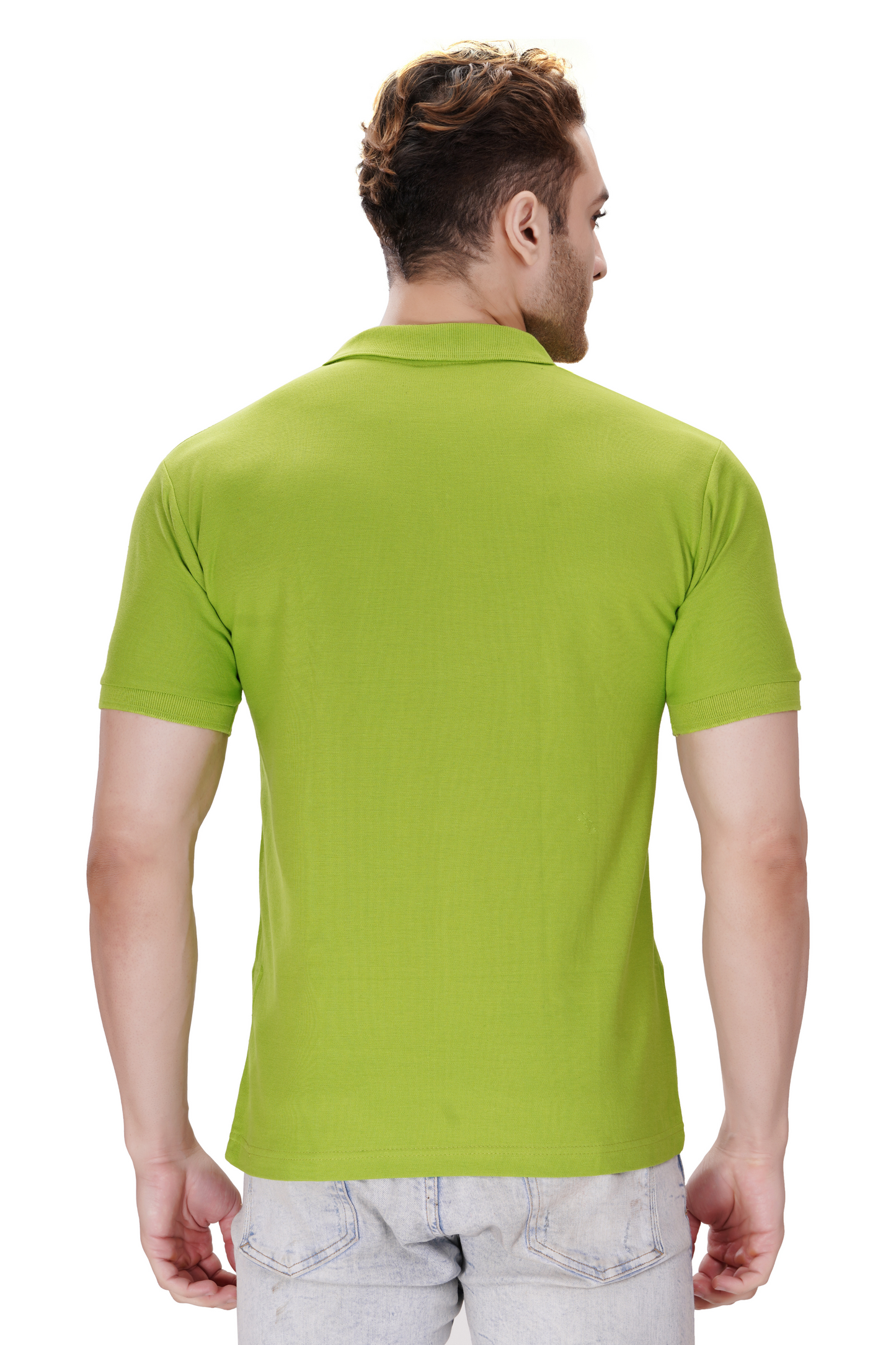 100% Cotton Men’s Half Sleeve Polo Neck T-Shirt - Liril Green