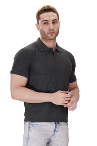 100% Cotton Men’s Half Sleeve Polo Neck T-Shirt - Charcoal Melange