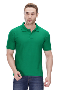 100% Cotton Men’s Half Sleeve Polo Neck T-Shirt - Parrot Green