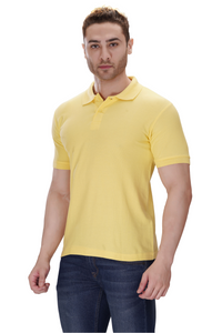 100% Cotton Men’s Half Sleeve Polo Neck T-Shirt - Pale Yellow
