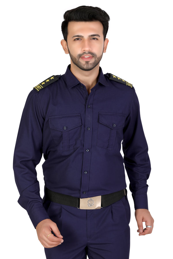 Security Guard Full Sleeves Shirt - Navy Blue