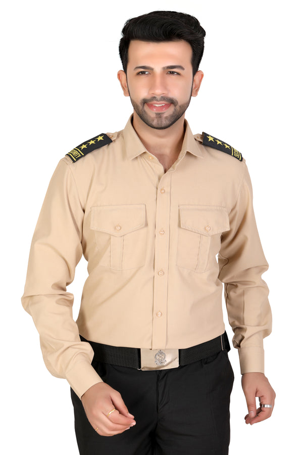 Security Guard Full Sleeves Shirt - Beige