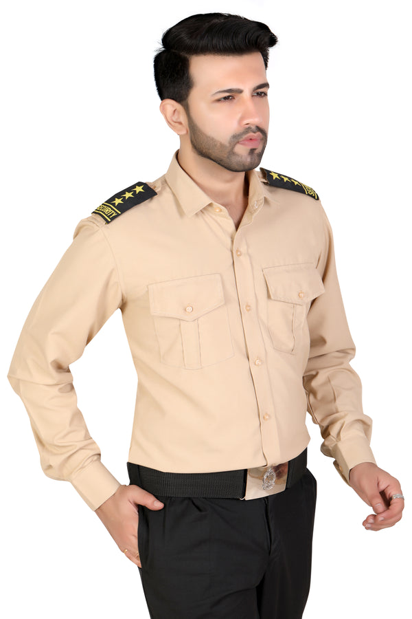 Security Guard Full Sleeves Shirt - Beige