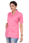 Cotton Unisex Apron Lab Coat - Regular Length - Half Sleeves - Pink