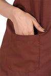 Cotton Unisex Apron Lab Coat - Regular Length - Half Sleeves - Brown