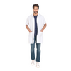 Cotton Unisex Apron Lab Coat - Knee Length - Half Sleeves - White