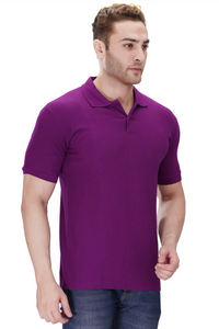 100% Cotton Men’s Half Sleeve Polo Neck T-Shirt - Purple