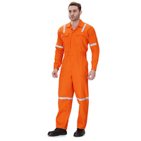 100% Cotton Hi-Visibility Industrial Coverall Boiler Suit with Grey Reflective Tape overcoat - Orange