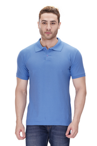 100% Cotton Men’s Half Sleeve Polo Neck T-Shirt - Sky Blue
