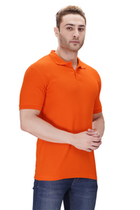 100% Cotton Men’s Half Sleeve Polo Neck T-Shirt - Orange