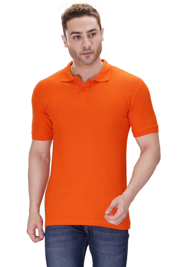 100% Cotton Men’s Half Sleeve Polo Neck T-Shirt - Orange