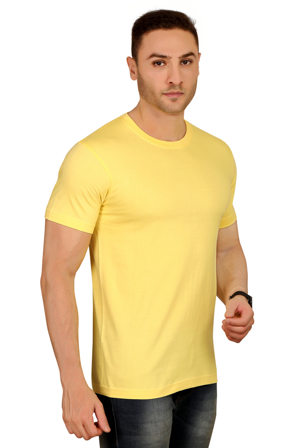 100% Cotton Men’s Half Sleeve T-Shirt - Pale Yellow