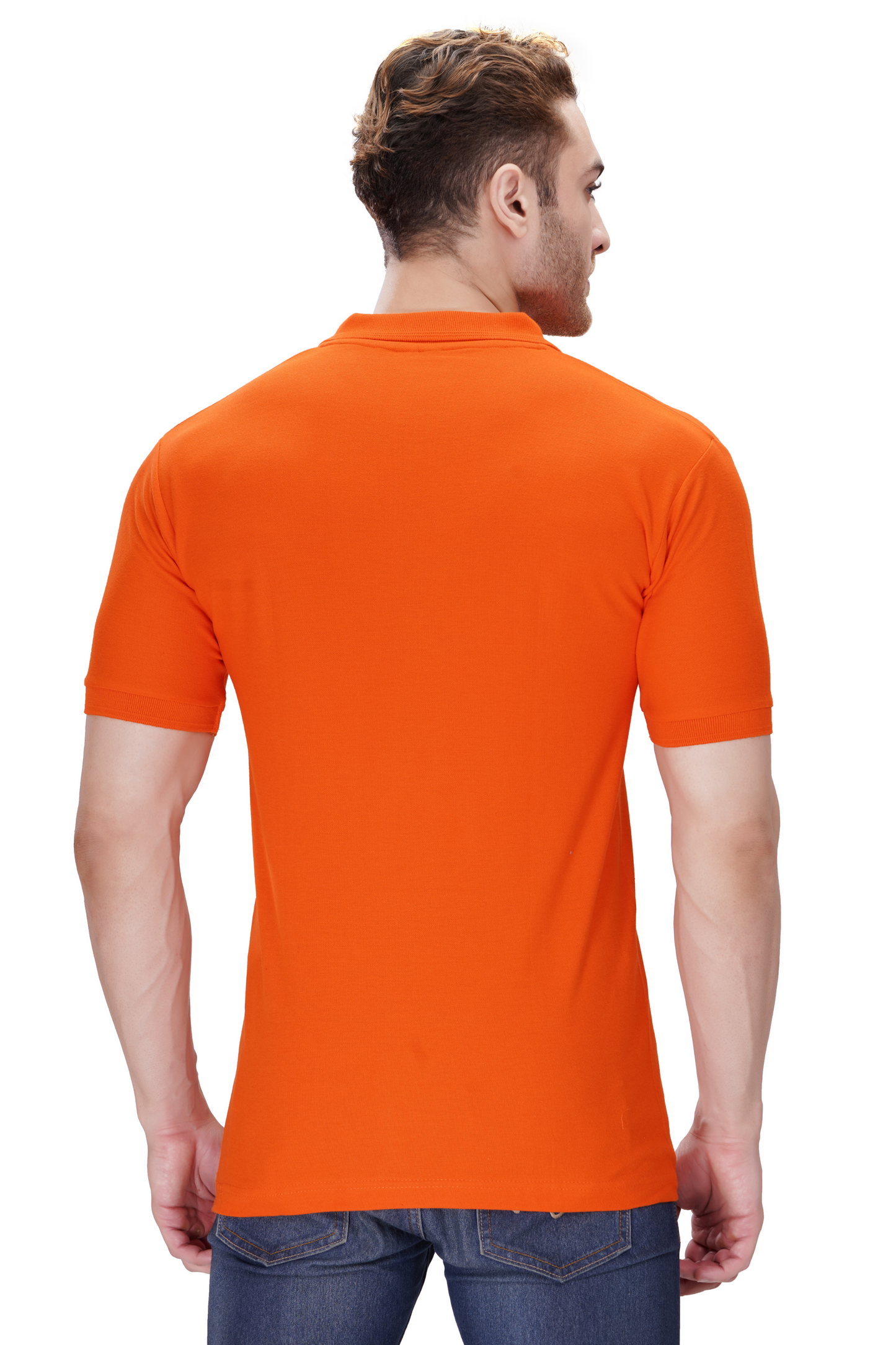 100% Cotton Men’s Half Sleeve Polo Neck T-Shirt - Orange