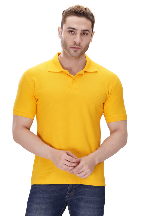 100% Cotton Men’s Half Sleeve Polo Neck T-Shirt - Yellow