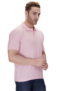 100% Cotton Men’s Half Sleeve Polo Neck T-Shirt - Pink
