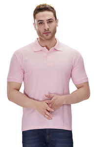 100% Cotton Men’s Half Sleeve Polo Neck T-Shirt - Pink