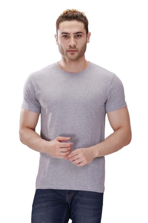 100% Cotton Men’s Half Sleeve T-Shirt - Grey Melange