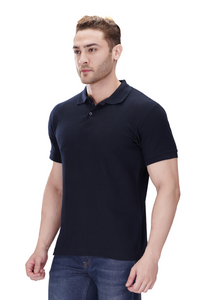 100% Cotton Men’s Half Sleeve Polo Neck T-Shirt - Navy Blue