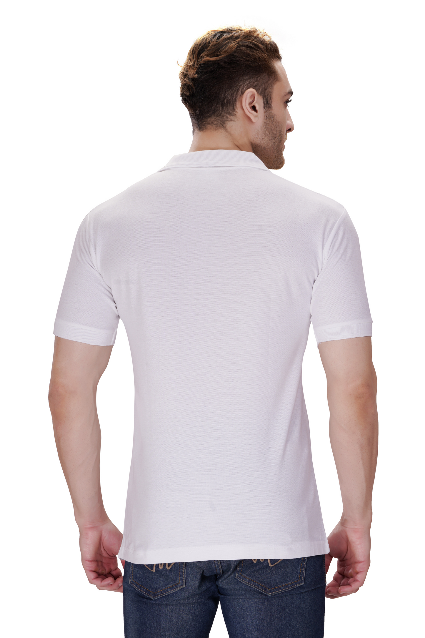 100% Cotton Men’s Half Sleeve Polo Neck T-Shirt - White
