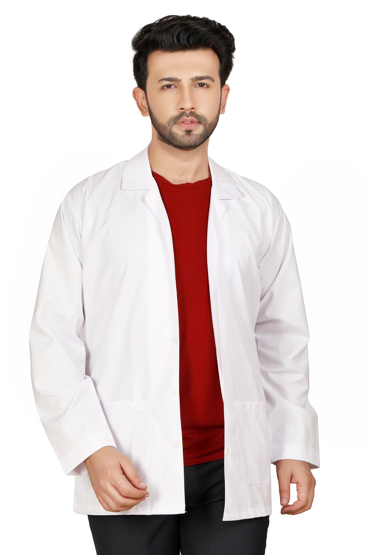 Cotton Unisex Apron Lab Coat - Regular Length - Full Sleeves - White