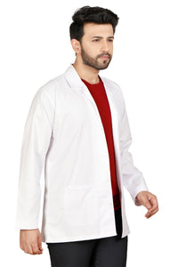 Cotton Unisex Apron Lab Coat - Regular Length - Full Sleeves - White