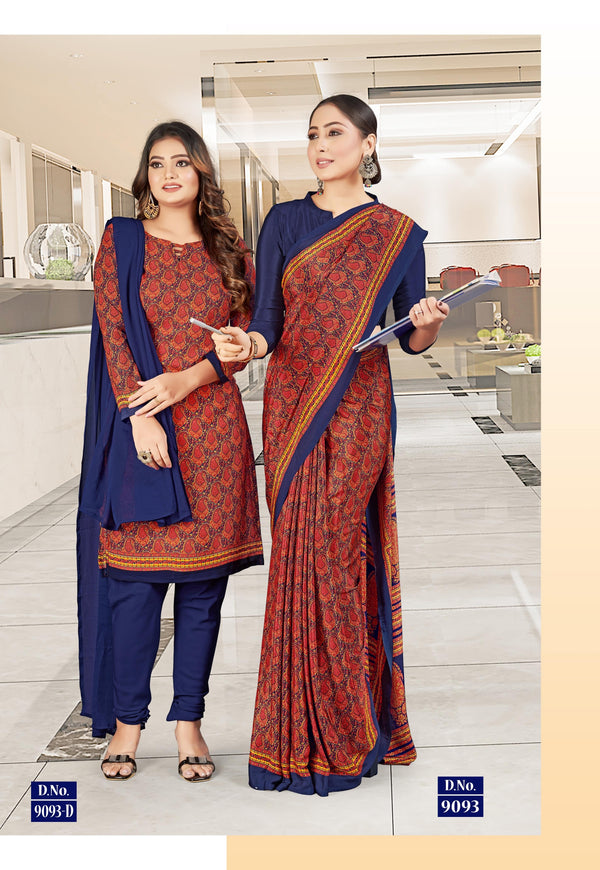 Suit & Saree - Ganvesh Plus - Red & Blue (9093)