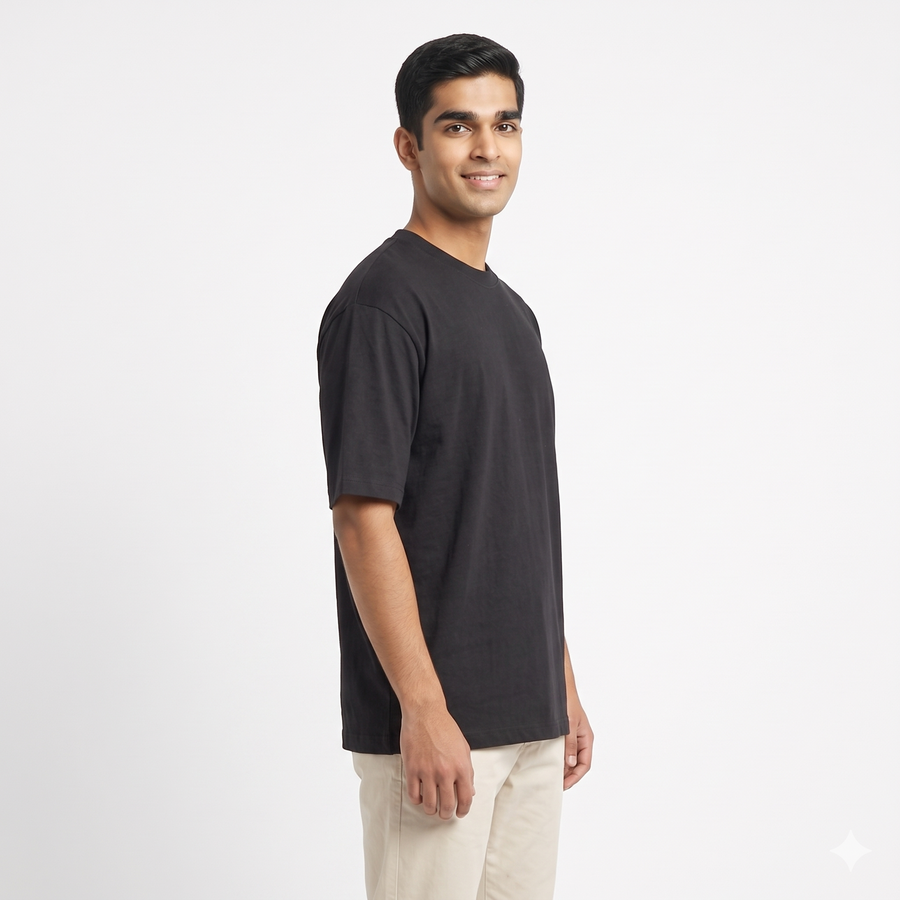 Oversize Drop Shoulder T-Shirt – 180 GSM Supercombed Cotton - Left Sleeve