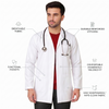 Cotton Unisex Apron Lab Coat - Regular Length - Full Sleeves - White
