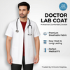 Cotton Unisex Lab Coat Apron – Half Sleeves, Regular Length - White