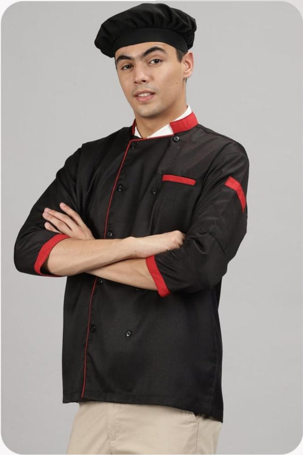 Chef Coat - Black (Red)