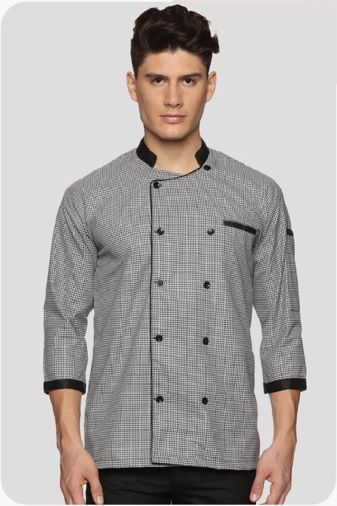 Chef Coat - Black & White - Front