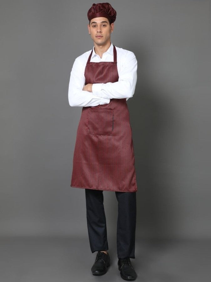 Kitchen Apron Full - Maroon Black Stripes