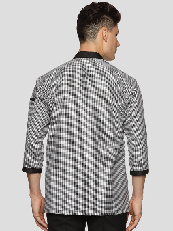 Chef Coat - Black & White Micro Checks