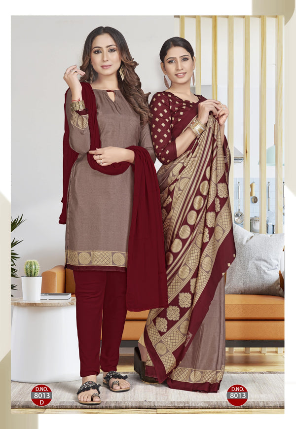 Suit & Saree -Ikkat Silk - Maroon (8013)