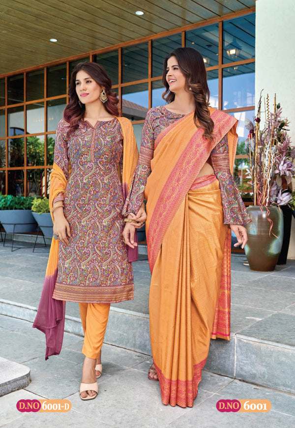Suit & Saree -Nova Silk - Orange (6001)