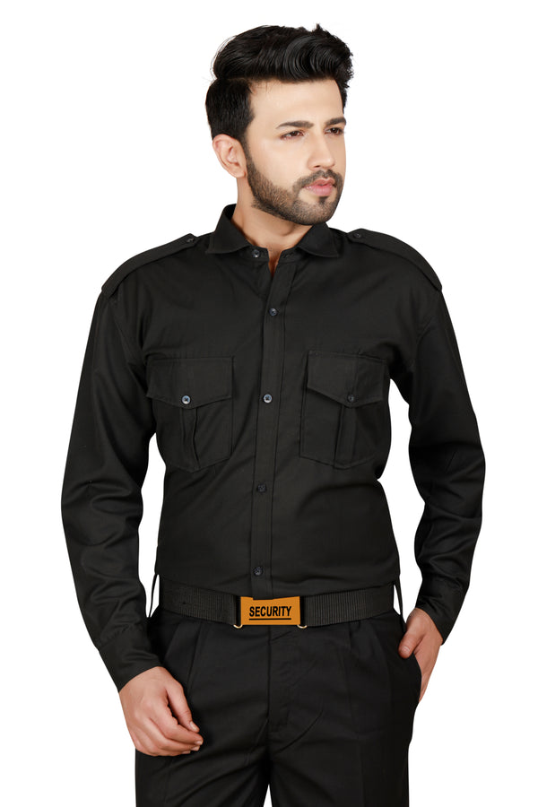 Security Guard Full Sleeves Shirt - Black