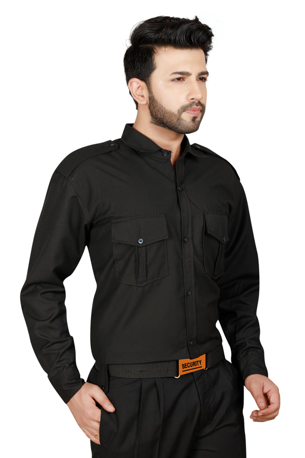 Security Guard Full Sleeves Shirt - Black