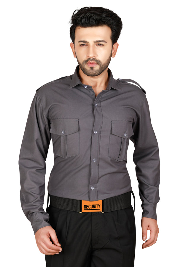 Security Guard Full Sleeves Shirt - Grey