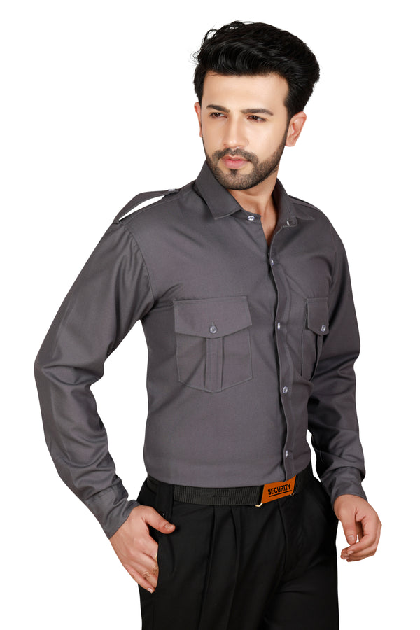Security Guard Full Sleeves Shirt - Grey