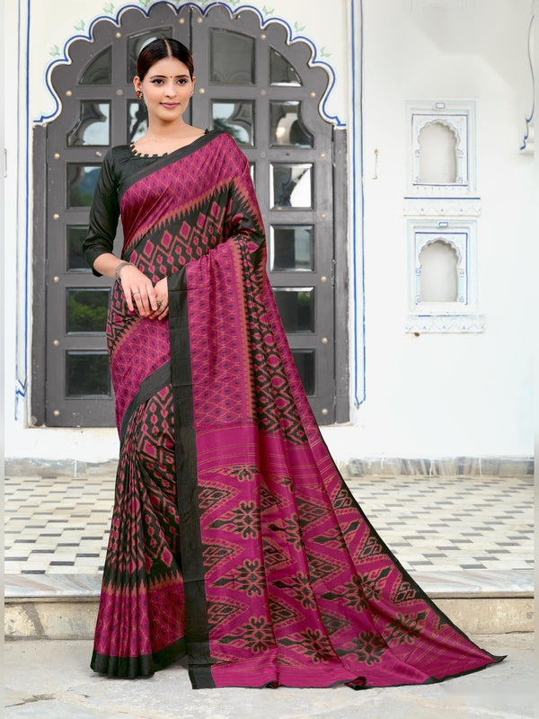 Australian Silk uniform saree Magenta Green D.No 2051