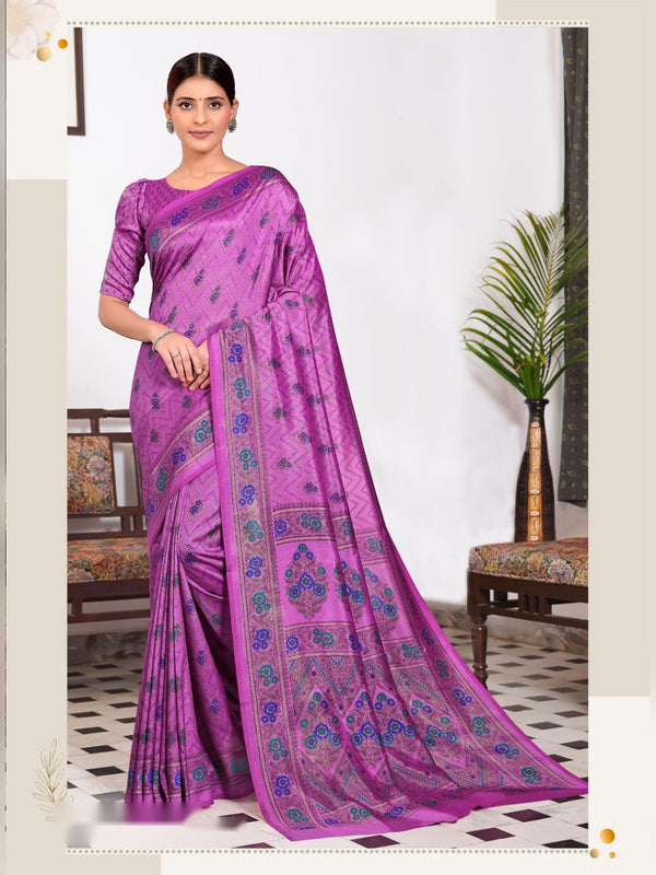 Australian Silk uniform saree Orchid Pink D.No 2060