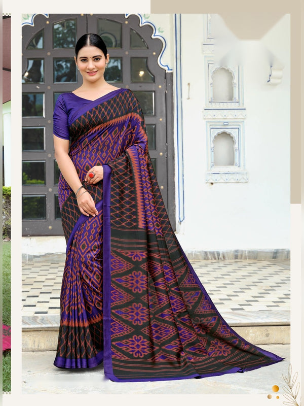 Australian Silk uniform saree Purple Brown D.No 2052