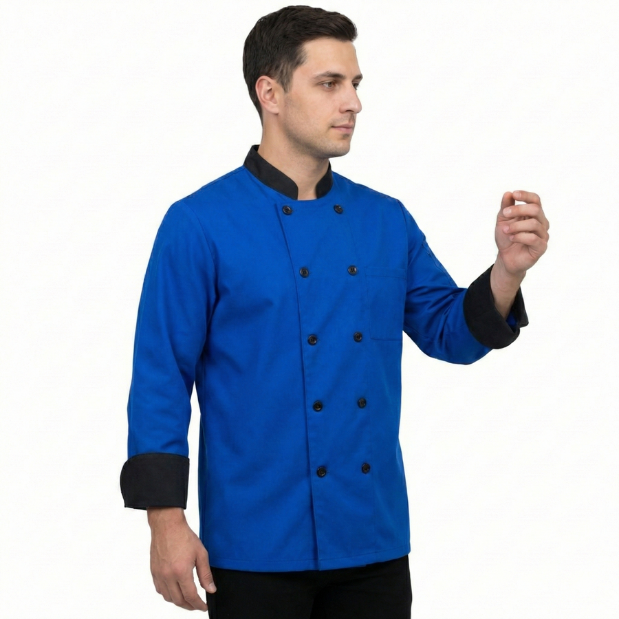Chef Coat – Royal Blue & Black - Right Sleeve